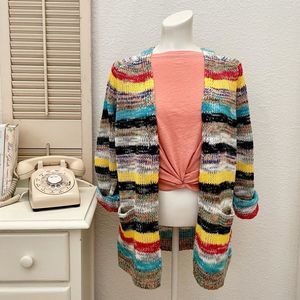 MISSLOOK Colorful Striped Knit Open Cardigan. Medium, NWOT